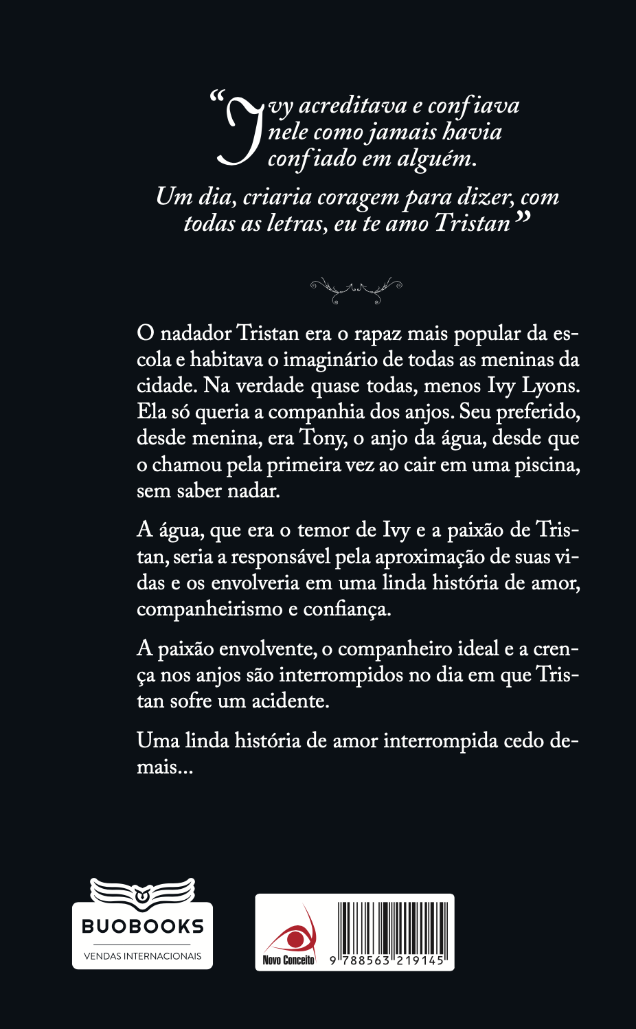 Uma garota com asas que dizem 'anjo' nela