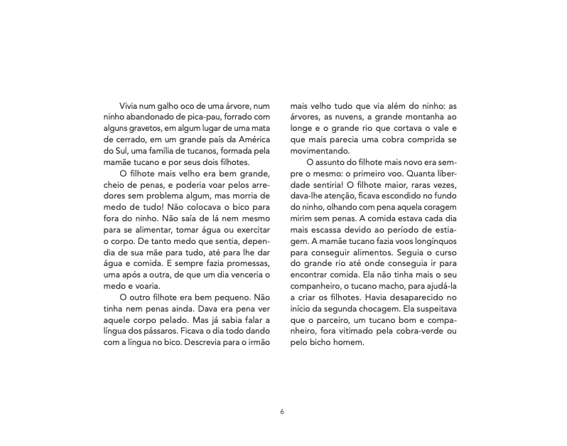 Trecho do livro Um Ninho Coberto de Penas