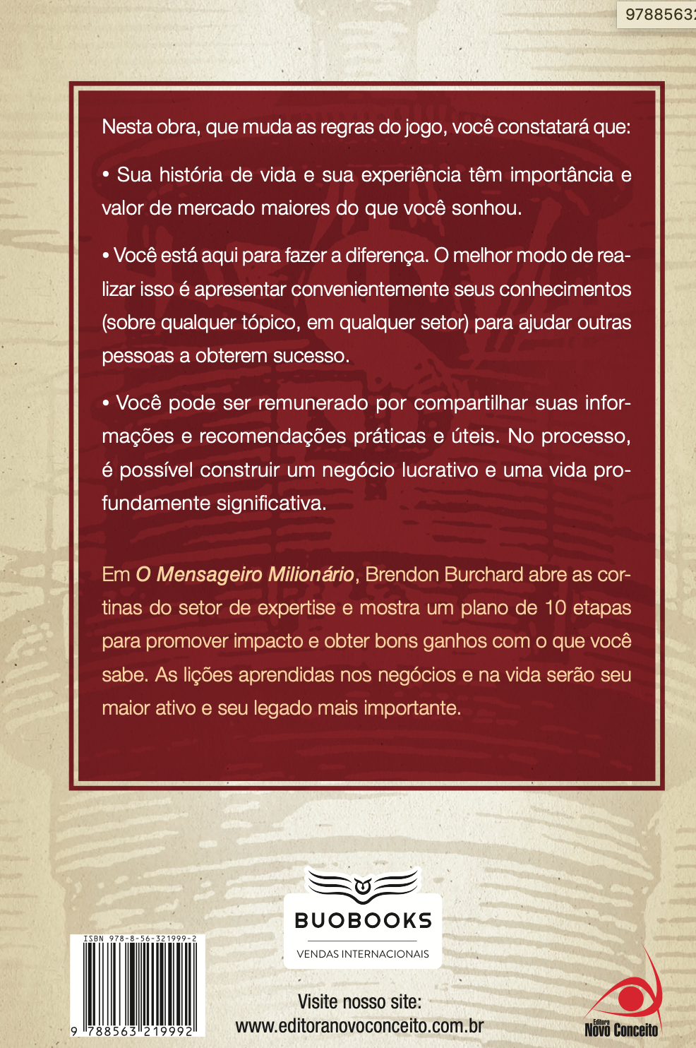 Contracapa do livro O Mensageiro Milionário