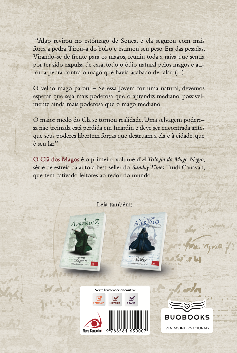 Contracapa do livro O Clã dos Magos