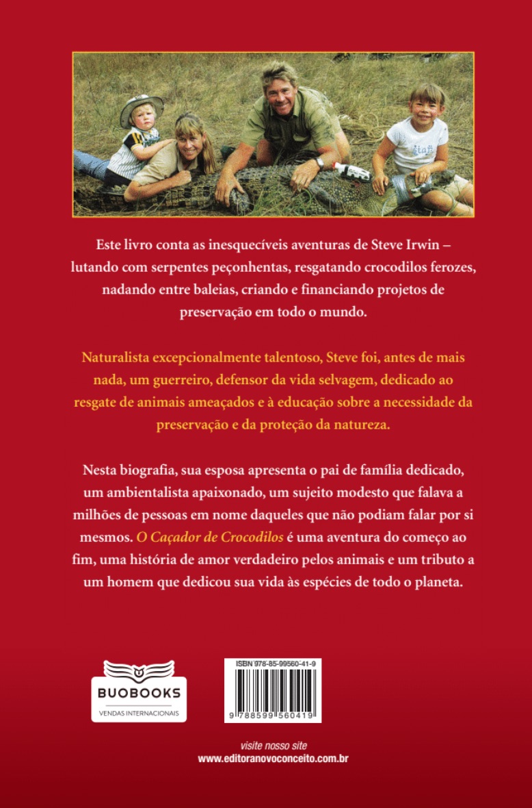 Contracapa do livro O caçador de crocodilos